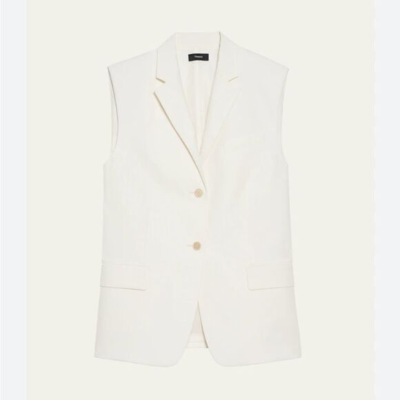 Theory Twill Button Front Vest with Lightly Padded Shoulders M/L NWT $445 - Picture 4 of 7